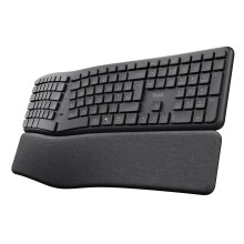 Trust Arvia Silent Wireless Ergonomic Keyboard UK QWERTY Layout Bluetooth + 2.4GHz, Multidevice Split Keyboard with Comfortable Palm Rest, Multim