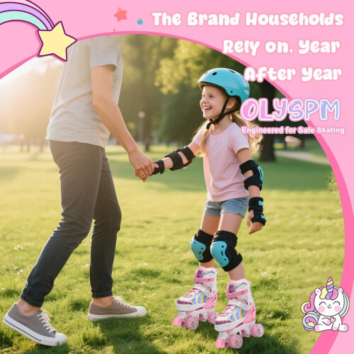OLYSPM Kids Roller Skates for Girls Boys Pro 4-Size Adjustable, Roller boots Wit 1