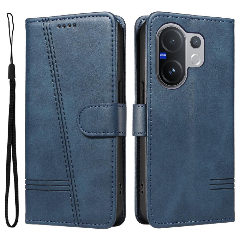 () Filp Case For Vivo V60 5G With Credit Card Slot Wallet Phone Case Pressed Pu Leather Detachable Bracelet Black 764563367429