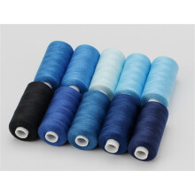 (400*10 Blue) 10 Rolls Mixed Color Sewing Thread For Diy Sewing Clothes Embroidery Handicrafts