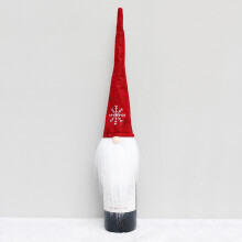 (Red) Snowflake Faceless Old Man Red Wine Set & Santa Wine Bag - Holiday Party Decor