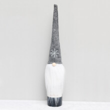 (Grey) Snowflake Faceless Old Man Red Wine Set & Santa Wine Bag - Holiday Party Decor