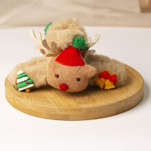 (Brown) Christmas plush scrunchie moose Christmas hair ornament holiday party gift Christmas headdress cute decoration