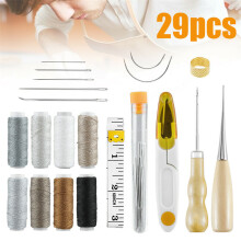 29PCS leather fabric sewing tool set DIY needle and thread cone cutter kit