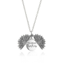 (F) Keychain Pendant Sunflower Openable Double Sided Layer Engraved Vintage Pendant