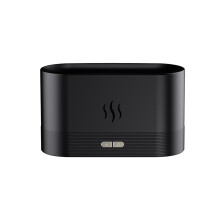 (Black warm light) Flame Humidifier Aromatherapy Atomizer Air Ultrasonic Ambient Humidifier Light