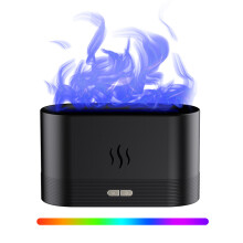 (Black seven colors) Flame Humidifier Aromatherapy Atomizer Air Ultrasonic Ambient Humidifier Light