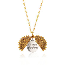 (E) Vintage Sunflower Keychain Pendant - Double-Sided, Openable, Layered & Engraved