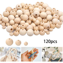 120PCS Wooden Beads 10/14/18MM Wooden Beads With Holes DIY Handicraft Production