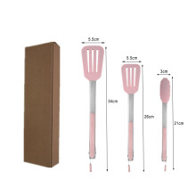 (C) 3PCS Silicone Food Clip Non-Slip Barbecue Bread Kitchen Stainless Steel Tools