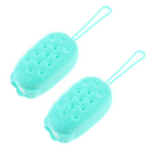 (Green) 2PCS Silicone Body Scrubbers Bubble Bath Brush Massager Skin Cleanser Scrub