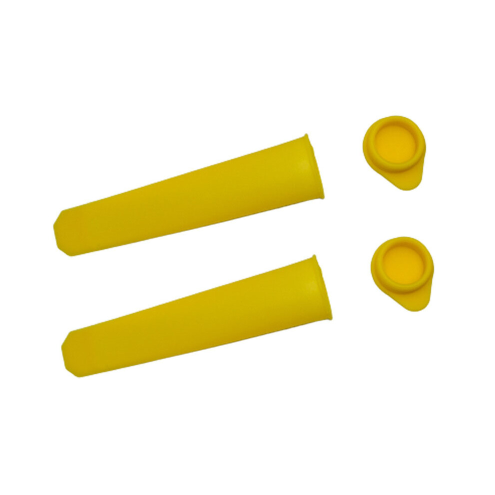(Yellow) 2Pcs Handheld Popsicle Molds Diy Set Reusable Silicone Ice Cream Molds With Lids 320997590293