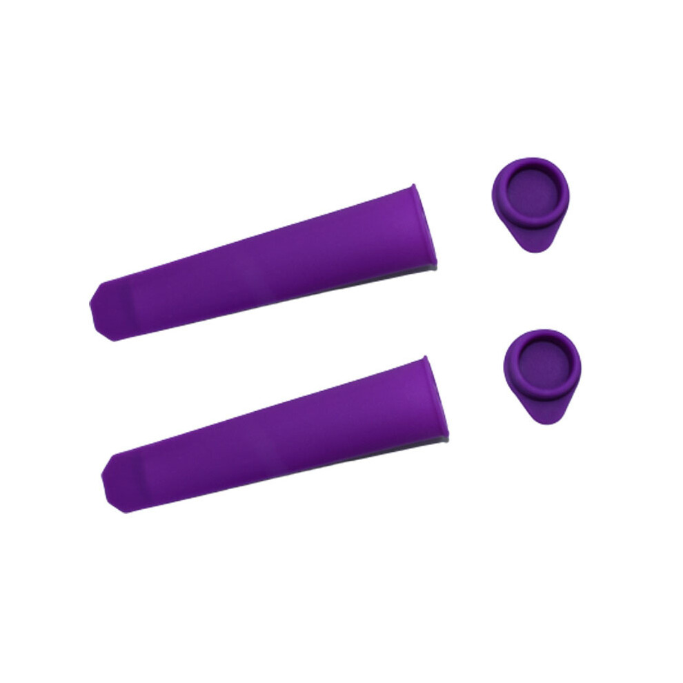 (Purple) 2Pcs Handheld Popsicle Molds Diy Set Reusable Silicone Ice Cream Molds With Lids 320997590309
