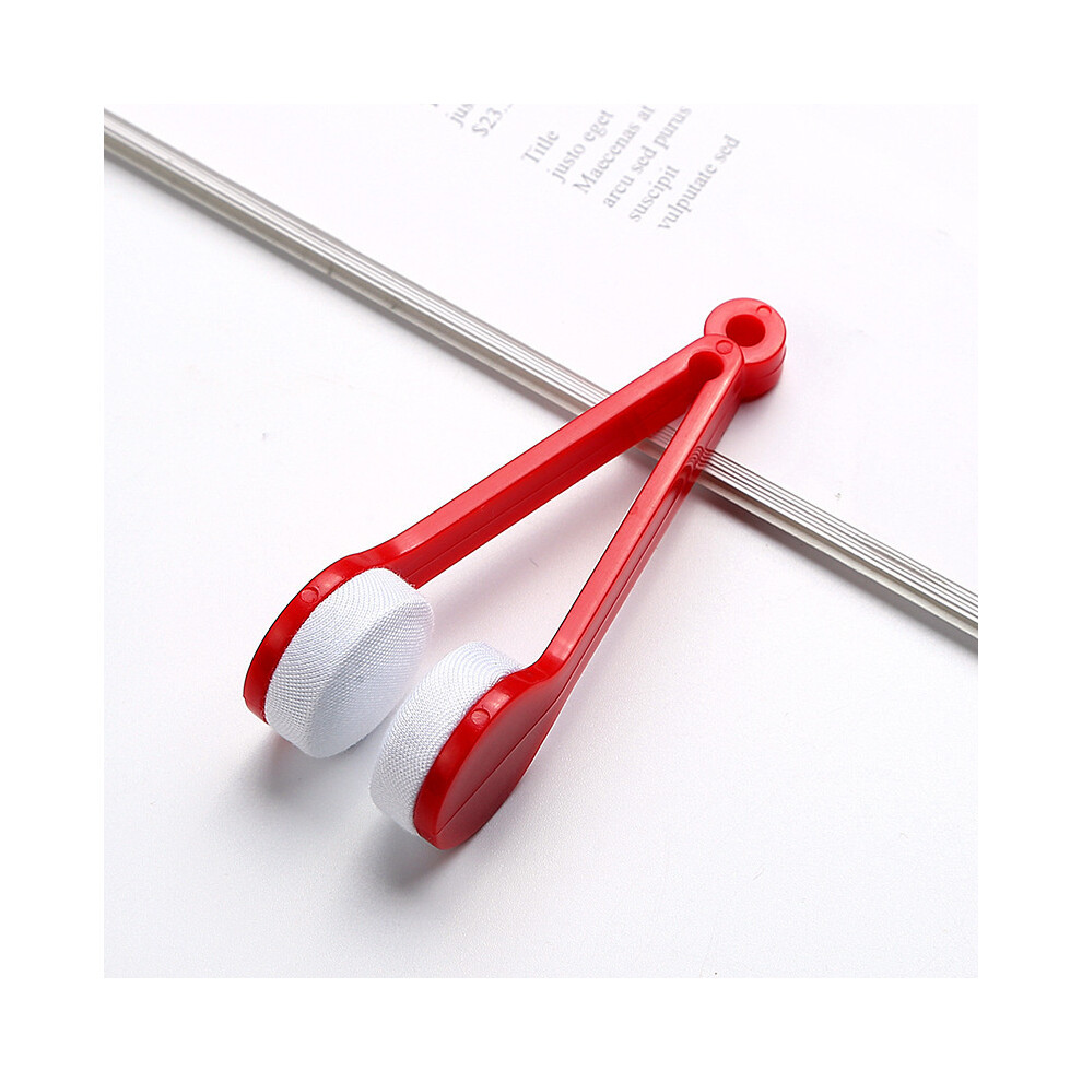 (Red) 2Pcs Mini Soft Lens Cleaning Brush & Microfiber Wipes For Glasses Red 413590489962
