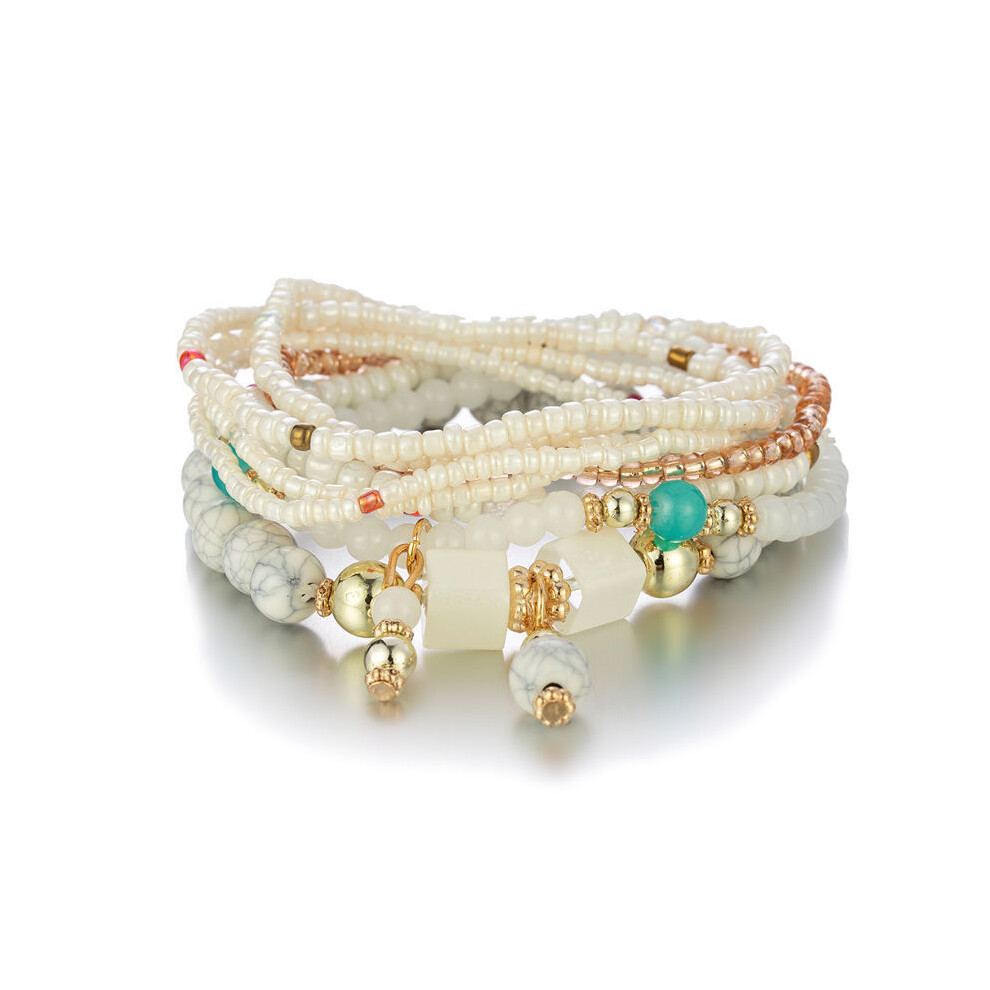 (Beige) Bohemian Style Stone Beads Hand Jewelry Turquoise Beads Bracelet Pendant Jewelry 320997591726