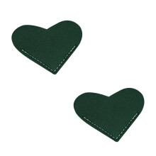 (Green) 2PCS Leather PU Heart Bookmarks for Books