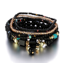(Black) Bohemian Style Stone Beads Hand Jewelry Turquoise Beads Bracelet Pendant Jewelry