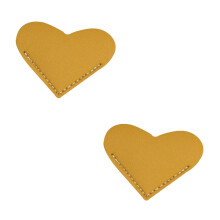 (Yellow) 2PCS Leather PU Heart Bookmark Book Mark For Leather Heart Bookmark Books