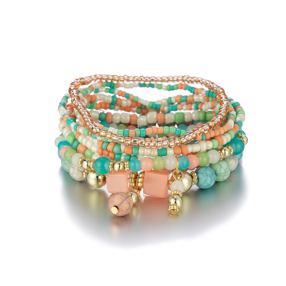 (Light Mix) Bohemian Turquoise Stone Beads Bracelet & Pendant Hand Jewelry 123643944965