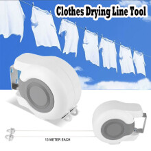 30M Outdoor Retractable Clothes Reel Double Airers Washing Line Wall Mounted