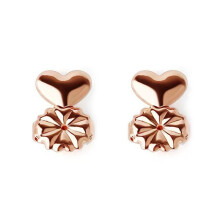 (Rose Gold) Pair of Earring Lifters & Supports - Perfect for Sagging Earrings - Includes Ear Plugs