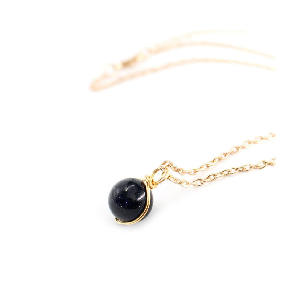 Blue ( Sandstone) Crystal Gemstone Necklace Crystal Healing Orb Gemstone Pendant Anxiety Necklace