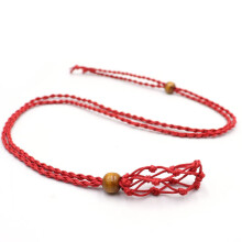 (Red) DIY Crystal Stone Holder Pendant Necklace with Adjustable Rope Cord - Perfect for Jewelry Making Projects