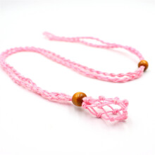 (Pink) DIY Crystal Stone Holder Pendant Necklace with Adjustable Rope Cord - Perfect for Jewelry Making Projects