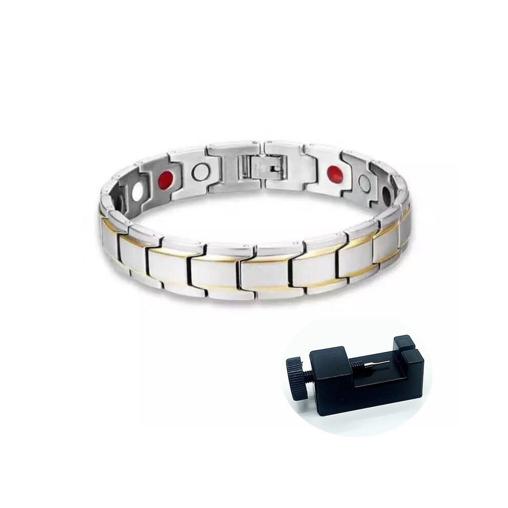 Silver (Silver) Copper Magnetic Bracelet With Adjuster Energy Healing Therapy Pain Relief
