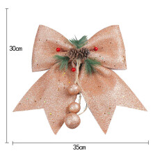 (Champagne) Large Bow Xmas Tree Hanging Ornament Bowknot Christmas Party Wedding Decoration