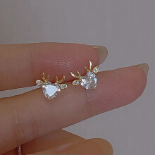 Zirconia Elk Stud Earrings for Women & Girls - Christmas Reindeer Jewellery Gift