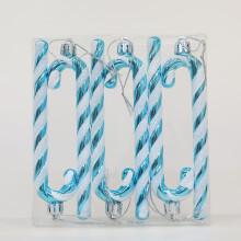 (Lake Blue) 6PCS Candy Cane Glitter Hanging Baubles Christmas Tree Xmas Decorations