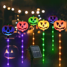 6PCS Solar Pumpkin Colorful Garden Stake Lights For Halloween Decorative
