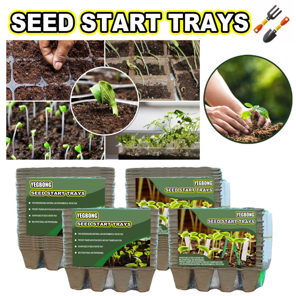 12 holes SEEDLING STARTER TRAYS Biodegradable Paper Nursery Planter Seedling Pot