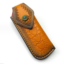 Universal Fold Knife Sheath - Cowhide Leather Pocket Scabbard, Outdoor Protect Cover with Belt Loop, Tool Case