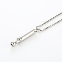 (Silver) Stress Anxiety Whistle Necklace Calming Relief Chain Mindfulness Breathing Tool