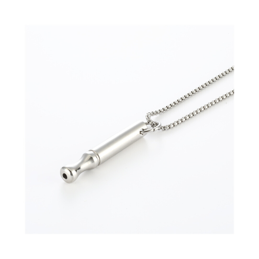 Silver (Silver) Stress Anxiety Whistle Necklace Calming Relief Chain Mindfulness Breathing Tool