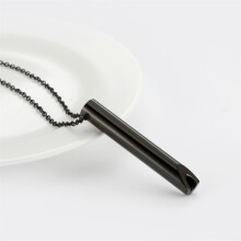 (Black) 528Hz Whistle Necklace Meditation Tool Stress Relief For Deep Breathing