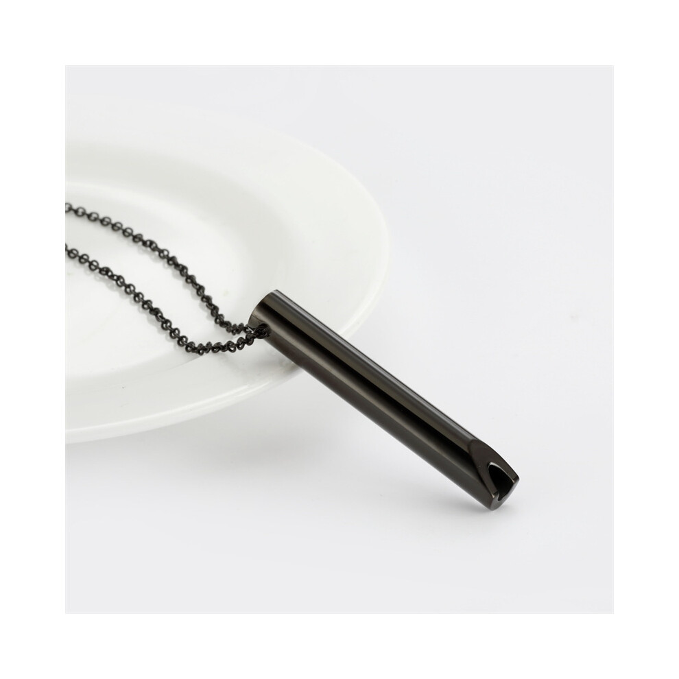 Black (Black) 528Hz Whistle Necklace Meditation Tool Stress Relief For Deep Breathing