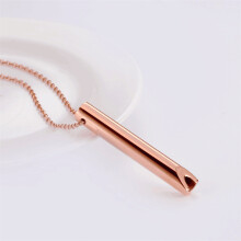 (Rose Gold) 528Hz Whistle Necklace Meditation Tool Stress Relief For Deep Breathing