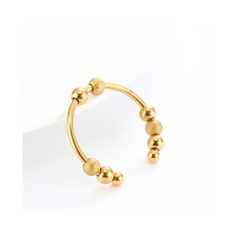 Gold (Gold) Rotatable Beads Spinner Ring For Stress Relief Anxiety Movable Spherical