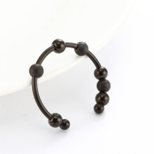 (Black) Rotatable Beads Spinner Ring For Stress Relief Anxiety Movable Spherical