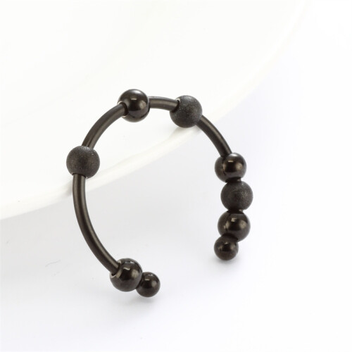 (Black) Rotatable Beads Spinner Ring For Stress Relief Anxiety Movable Spherical