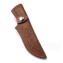 (Brown) Cowhide Leather Straight Knife Sheath - Outdoor Belt Loop Case & Protective Cover Tool