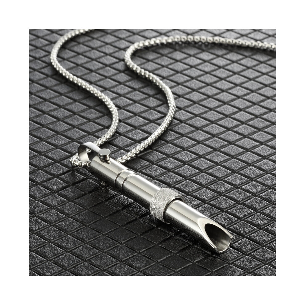 Silver (Silver) Whistle Deep Breathing Necklace Spinning Bead Stress Relief Meditation Gift