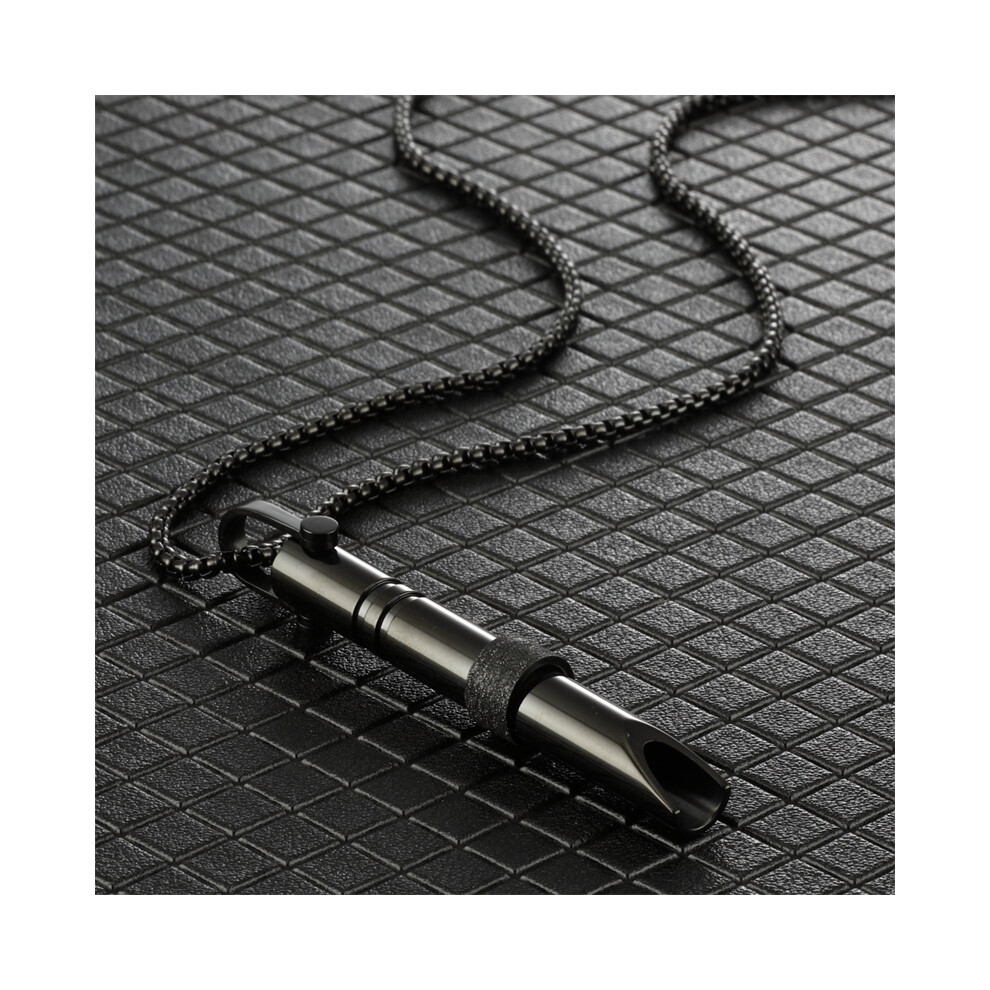 Black (Black) Whistle Deep Breathing Necklace Spinning Bead Stress Relief Meditation Gift
