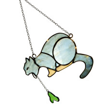 Glas-in-lood raam hangend ornament Grappige katten braaksel