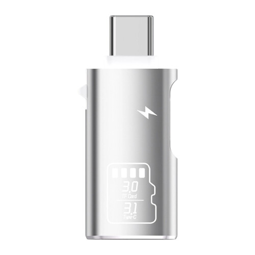 Flexible Type C USB Adapter With TF Card Slot For-Silver