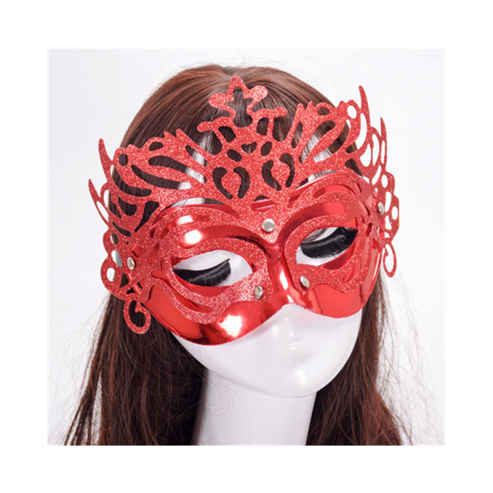 (Red) Crown Phantom Venetian Eye Mask Masquerade Princess Filigree Crown Mask
