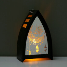 (Black) Candlestick Middle East Festival Decoration Lantern Electronic Candle Wind Lamp